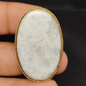 Pendentif rainuré en pierre de lune 100% naturelle, de qualité supérieure, avec rainure en laiton blanc arc-en-ciel, prix de gros, lot de pierres de lune - Product Image 1
