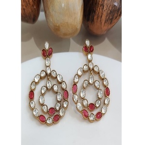 Stylish Premium Quality Brass Gold Plated Moissanite Drop <b>Earring</b> for Women Girls Trendy Party Wear Collection - Product Image 1