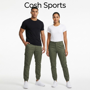 Pantalones Cargo Jogger para Hombre, Corte Ajustado, Verde Oliva, Sarga de Algodón, Pantalones Casuales con Bolsillos Laterales y Puños Elásticos - Product Image 1