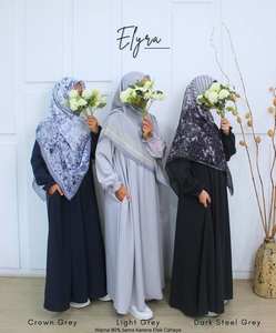 Vestido Abaya Largo de Manga Larga con Estampado a Cuadros de Poliéster de Alta Calidad, Simple y Modesto, Transpirable y Agradable al Tacto para Uso Diario - Product Image 3