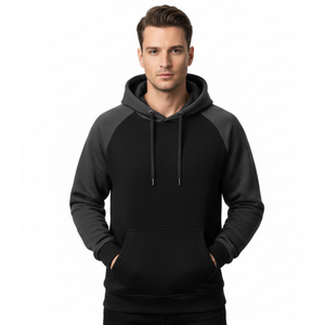 Sweat-shirts sport classiques à manches raglan bicolores noir et gris anthracite, pull-over contrasté de haute qualité, streetwear pour hommes - Product Image 4