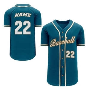Camiseta de Béisbol Azul Personalizada con Relieve Frontal, Cuello en V, Manga Corta, Uniforme Unisex para Adultos, Transpirable y Antibacteriano - Product Image 2