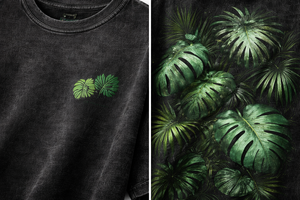 T-shirt personnalisé vintage délavé à imprimé feuilles tropicales en coton, coupe oversize, style streetwear, unisexe, vente en gros OEM - Product Image 5