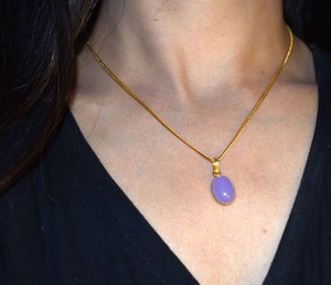 Collier pendentif vintage plaqué or en calcédoine lavande naturelle, fabricant et fournisseur en gros du Rajasthan - Product Image 2