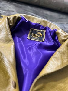 Veste d'hiver pour homme en cuir véritable, doublée de soie satinée, boutons embossés - Product Image 3