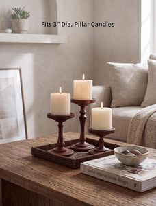 Support de bougie artisanal en bois naturel fait main, style rustique, pour centres de table de Noël et de mariage, activités religieuses, décoration de table de ferme - Product Image 1