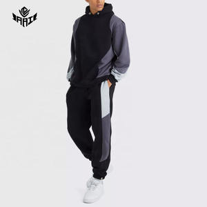 Ensemble de survêtement décontracté pour hommes, sweat à capuche et pantalon de jogging bicolore, style streetwear, deux pièces - Product Image 1