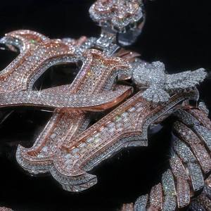 จี้และชาร์มฮิปฮอปแบบกำหนดเองประดับเพชรโมอิสซาไนต์ เงินแท้ 925 ตัวอักษรแบบกำหนดเอง ดีไซน์เฉพาะตัว สไตล์ส่วนตัว - Product Image 2