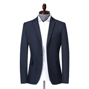 Blazer de Hombre de Un Solo Pecho con Cuello de Solapa, Chaqueta de Traje de Poliéster Antiarrugas, Estilo Británico, Largo Regular - Product Image 5