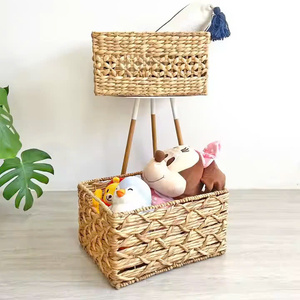 NHAT MINH Brand Woven Seagrass <b>Square</b> Storage <b>Basket</b> Eco-Friendly Handmade Towel Clothing Organizer 6-10L Capacity Flexible - Product Image 1