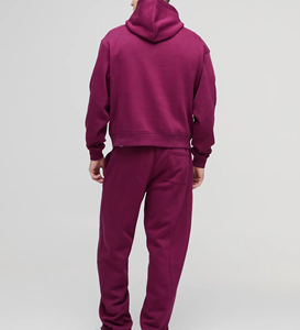 Men's Hooded Sweatshirt <b>Set</b> Maroon Cotton Fleece Breathable 400g Streetwear Winter Wear Printed Logo Front - Product Image 2