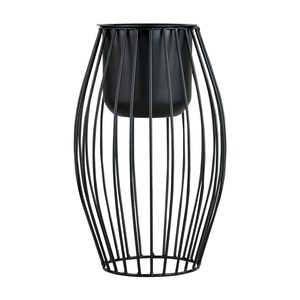 Support à fleurs moderne en métal avec design en cage de fil noir pour la décoration de plantes vertes d'intérieur - Product Image 2