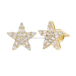 Boucles d'oreilles en forme d'étoile en moissanite, en argent sterling 925, bijoux de luxe étincelants, cadeau pour femme - Product Image 1