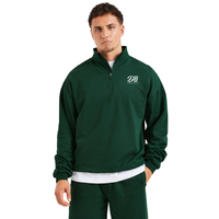 Sweat-shirt décontracté pour homme, coupe oversize, demi-zip, manches longues, col montant, coupe ample, pull sport avec passepoil contrastant, tendance