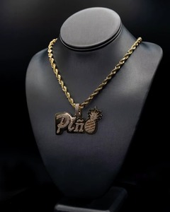Pendentif Lettre en Moissanite Thème Ananas Plaqué Or 18K Argent 925 Style Hip Hop Bijoux Homme Pendentif Quotidien - Product Image 3