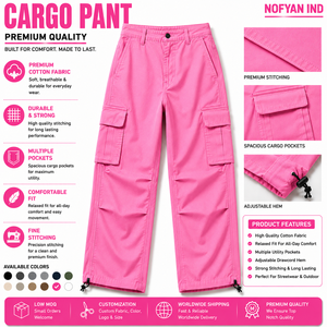 Fabricante de Pantalones Cargo Personalizados OEM ODM, Pantalones Cargo de Algodón Premium de Pierna Ancha, Estilo Urbano, Proveedor de Fábrica de Marca Privada - Product Image 1
