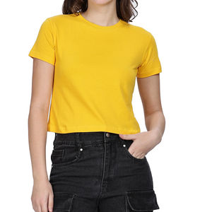 T-shirt court à col rond 100 % coton écologique de haute qualité pour femme, grande taille, séchage rapide, été, logo personnalisé, anti-plis, Pakistan - Product Image 1