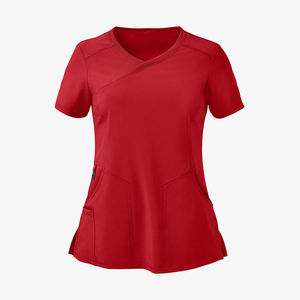 Customizable Wholesale High Quality V Neck Women s Nurse Uniform Jersey Fabric Breathable Summer Hospital <b>Scrubs</b> <b>Tops</b> For Women - Product Image 2