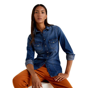 Blusa de Mezclilla para Mujer, Cuello Alto, Secado Rápido, Transpirable, Verano/Invierno, Hecha en Pakistán, Logotipo Personalizado, Alta Calidad, 100% Algodón - Product Image 1