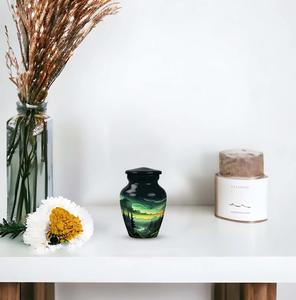 Green Forest Landscape Cremation Urn Keepsake Ashes <b>Vase</b> Decorative <b>Memorial</b> Container Home Display - Product Image 3