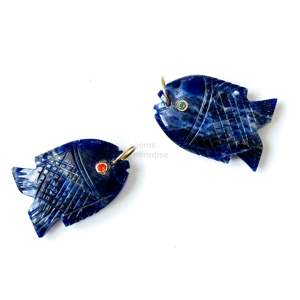 Pendentif Poisson en Sodalite AAA, Collier en Argent 925 Fait Main avec Pierre Précieuse, Breloque en Cristal de Guérison Sculptée à la Main, Bijou de Luxe Tendance pour la Création de Bijoux - Product Image 2