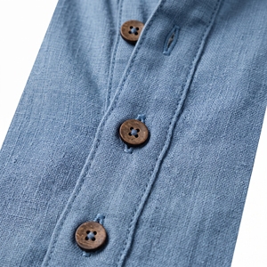 <b>Men's</b> Summer Linen <b>Henley</b> <b>Top</b> | Breathable Casual Button Neck Tee | OEM ODM Wholesale Factory | Private Label | Low MOQ - Product Image 5