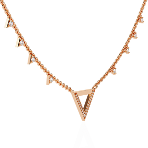 Delicado Collar con Colgante Chevron en Forma de V con Diamantes, Oro Rosa de 10K, 14K, 18K - Product Image 4