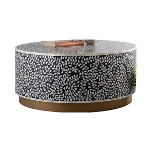 Table basse moderne en bois incrusté de nacre - Product Image 1