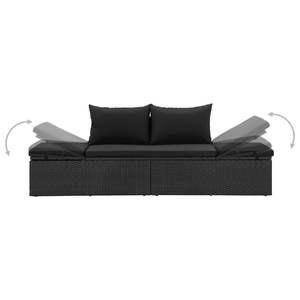 Chaise longue en polyrotin noir avec structure en acier thermolaqué, mobilier d'extérieur durable - Product Image 4