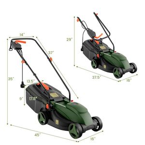 Tosaerba a filo elettrico regolabile da 12 AMP da 13.5 pollici con scatola di raccolta per la cura del prato - Product Image 5