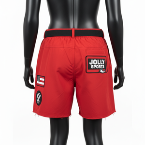 Short de bain femme en microfibre polyester 160 GSM à séchage rapide, style extérieur, avec patch brodé et logo personnalisé, rouge - Product Image 6