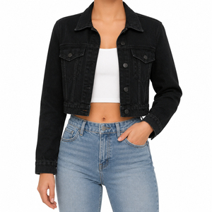 Servicio OEM, Chaqueta de Mezclilla para Mujer, Estilo Motociclista, Otoño, Informal, Ecológica, Reversible, con Botones, Talla Grande - Product Image 3