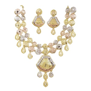 Colliers en chaîne de boîte en laiton plaqué à 3 tons, vente en gros, bijoux de mode multicolores, colliers tricolores - Product Image 3