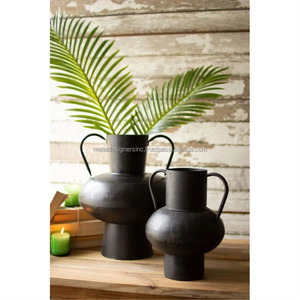 Lot de 2 Vase à fleurs en métal à boule moyenne avec poignée Décoration de meubles de style mode classique incassable durable - Product Image 1