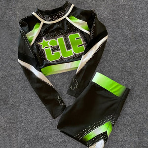 Conjuntos de Uniformes de Porristas de 3 Piezas, Top de Manga Larga, Ropa Interior, Falda Plisada, Sublimación, Pedrería, Ropa Deportiva, Nombre del Equipo Personalizado - Product Image 5