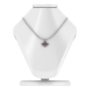 Collar de Hoja de Cristal Negro y Rosa para Mujer, Joyería Elegante y a la Moda, Colgante, Accesorio con Estilo, Regalo, Uso Diario, Plata de Primera Calidad - Product Image 2