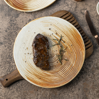 Assiettes de Dîner en Porcelaine YAYU, Style Rétro, Cuite au Four, Glaçure Khaki, pour Hôtels, Assiettes Plates à Dessert et à Steak, Vente Directe Usine