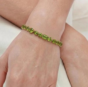 Mix Shape Natural Peridot Stone <b>Charm</b> Bracelet Women 925 Sterling <b>Silver</b> Gold Plated Luxury Elegant Green Gemstone Third Fine - Product Image 2