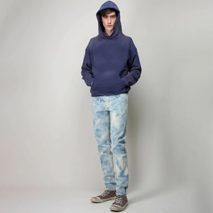 OEM Custom Men's Streetwear Faded Vintage Washed Pullover Hoodie Sun-Faded Thick Fleece with Pocket Collar - Product Image 4