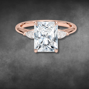 Anillo de diamantes cultivados en laboratorio con certificación IGI, anillo radiante de oro amarillo de 14K/18K con tres diamantes en forma de pera, anillo de compromiso para mujer, joyería fina. - Product Image 3