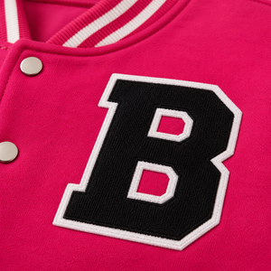 OEM Custom Unisex Breathable Winter Varsity Letterman Baseball College Jacket 100% Cotton Stand Collar <b>Covered</b> <b>Button</b> Closure - Product Image 3