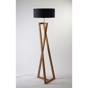 Lampe sur pied moderne Japandi en bois avec abat-jour en tissu blanc, style rétro, en forme de boules empilées en noyer, pour salon - Product Image 4