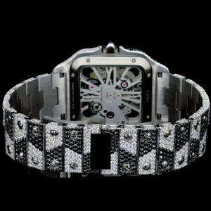 Reloj de Colección Premium con Esfera Cuadrada de Dos Tonos Estilo Hip Hop, con Dial de Esqueleto y Diamantes Moissanite Personalizados de Fábrica, Precio al por Mayor - Product Image 4