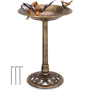 Mangeoire et abreuvoir autoportant en or antique pour oiseaux de jardin - Product Image 3