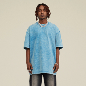 Camiseta de Gran Tamaño para Hombre, Estilo Vintage, Lavada con Ácido, de Alta Calidad, con Logotipo Personalizado, 100% Algodón, Tallas Grandes, Unisex - Product Image 3