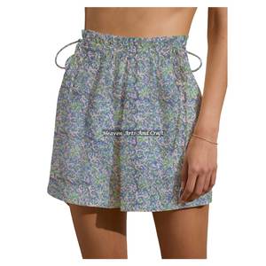 Nuevos Pantalones Cortos de Algodón Puro para Mujer, con Estampado Floral, Cintura Elástica Suave, Ideales para el Fin de Semana, Casuales y de Moda para el Hogar - Product Image 3