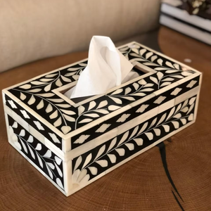Boîte à mouchoirs de luxe en os incrusté, faite à la main, vente en gros depuis l'Inde, décoration de table, boîtes à mouchoirs en os incrusté - Product Image 1