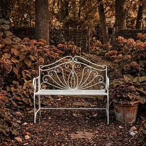 Banc de jardin artistique en fer forgé européen classique de luxe, 2 places, pour extérieur, revêtement poudré - Product Image 2