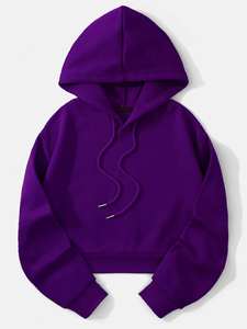 Sudadera con capucha morada extragrande para mujer, informal, de forro polar suave, para uso diario, top de moda de invierno - Product Image 2