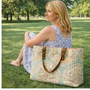 กระเป๋าผ้าแคนวาสพิมพ์ลายด้วยมือจากเมืองชัยปุระ  มีหลายช่องใส่ของ ทนทาน ใช้งานได้หลากหลาย เป็นมิตรกับสิ่งแวดล้อม ลายโบฮีเมียน - Product Image 5